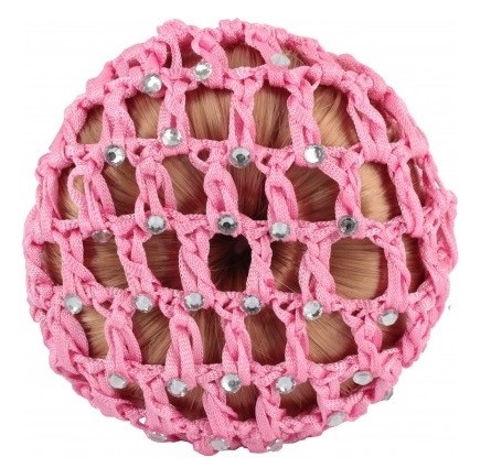 Haarnet met strass roze