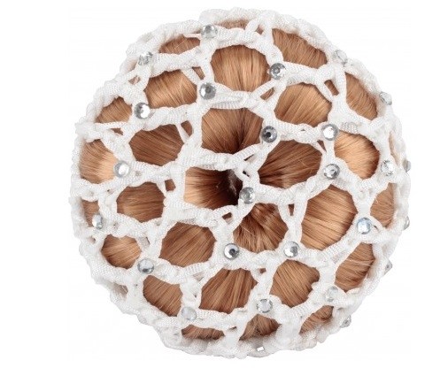 Haarnet met strass wit