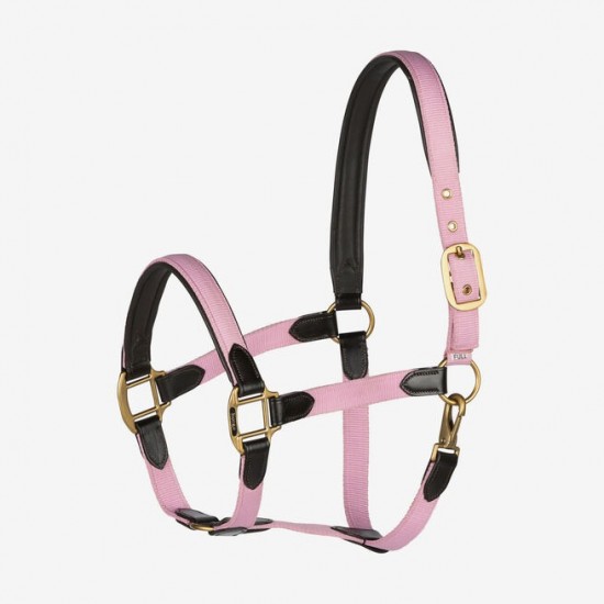 Halster nylon leer roze 1