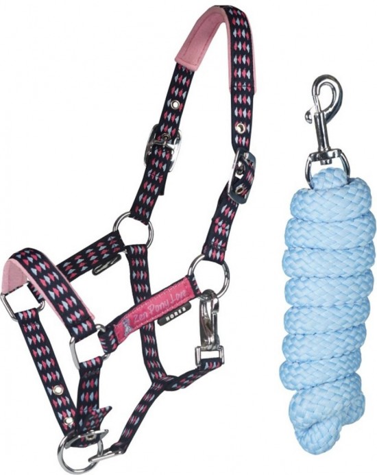 Halsterset jolly blauw roze