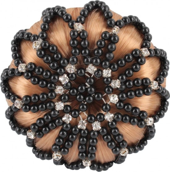 Knotnet parels strass zwart