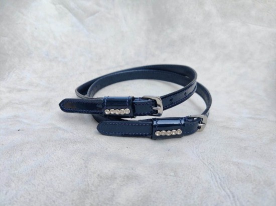 Spoorriem strass stones navy lak